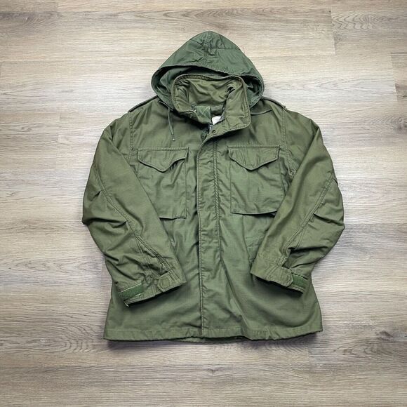 Vintage Jacket Mens Small Green Army M-65 Field Coat 60s Alpha Industries OG 107 - Picture 1 of 9
